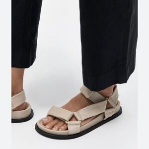 ST. AGNI Leather Sportsu Padded Sandals in Ecru Size 40 NEW
